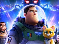[Poster for Lightyear with Lightyear, Angus MacLane, Chris Evans, Keke Palmer, Taika Waititi, James Brolin]